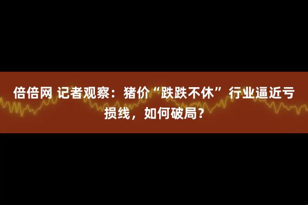 倍倍网 记者观察：猪价“跌跌不休” 行业逼近亏损线，如何破局？